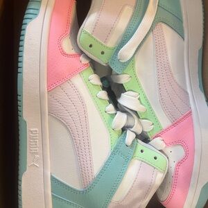 Puma Kids Colorblock Sneakers in Pink, Mint & Aqua